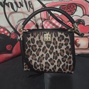 Leopard Print Women's Bag with Black Accents